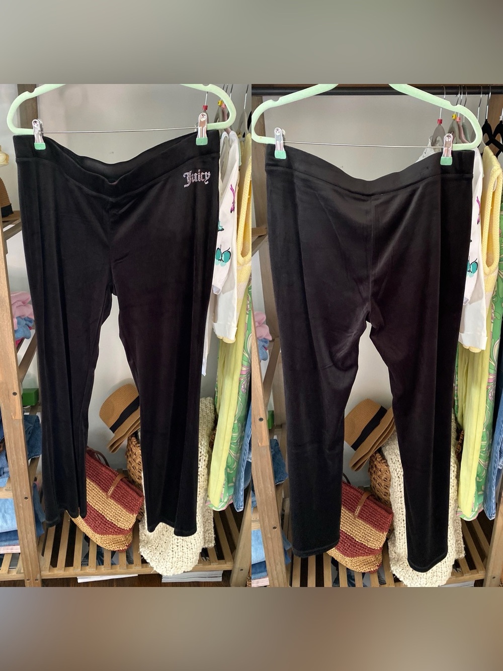 JUICY COUTURE Black Velour Pants & Hooded Sweatshirt Set with Silver JC Logo! 🖤 - Picture 13 of 16